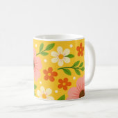 Pink, cream & Orange Flowers with Green Leaves Kaffeetasse (VorderseiteRechts)