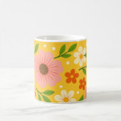 Pink, cream & Orange Flowers with Green Leaves Kaffeetasse (Mittel)