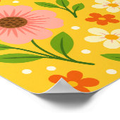 Pink, cream & Orange Flowers with Green Leaves Poster (Ecke)