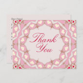 Pink Cream Red Hearts Danke, Postcard Postkarte (Vorne/Hinten)