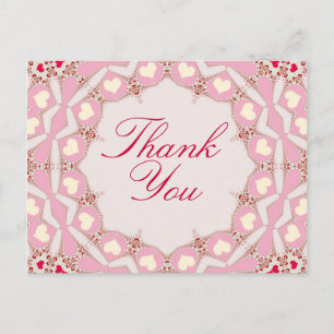 Pink Cream Red Hearts Danke, Postcard Postkarte