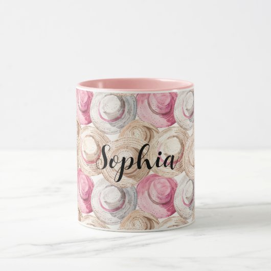 Pink Cream Straw Hats Tasse (Zentrum)