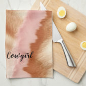 Pink Cream Tan Southwest Cowgirl Cowhide Geschirrtuch (Viertel Falte)