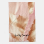 Pink Cream Tan Southwest Cowgirl Cowhide Geschirrtuch (Vertikal)