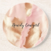 Pink Cream Tan Southwest Cowgirl Cowhide Getränkeuntersetzer (Vorne)