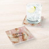 Pink Cream Tan Southwest Cowgirl Cowhide Glasuntersetzer (Schrägansicht)