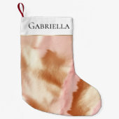 Pink Cream Tan Southwest Cowgirl Cowhide Kleiner Weihnachtsstrumpf (Vorderseite)