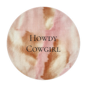 Pink Cream Tan Southwest Cowgirl Cowhide Schneidebrett