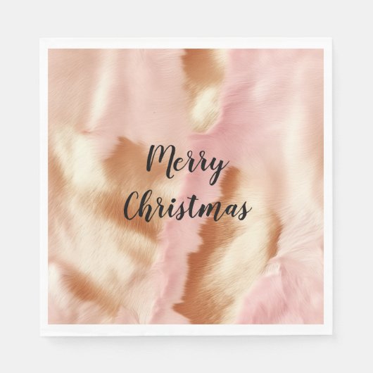 Pink Cream Tan Southwest Cowgirl Cowhide Serviette (Vorderseite)