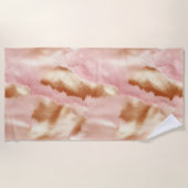 Pink Cream Tan Southwest Cowgirl Cowhide Strandtuch (Vorderseite)