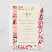 Pink Cream Watercolor Floral Custom Wedding Menu Einladung (Vorderseite)