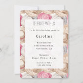 Pink Cream White Straw Hats Birthday Einladung (Vorderseite)