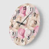 Pink Cream White Straw Hats  Große Wanduhr (Winkel)