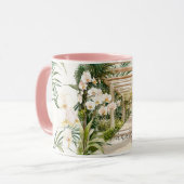 Pink Cream White Tropical Orchid Flowers Paradise Tasse (Vorderseite Links)