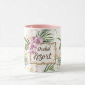 Pink Cream White Tropical Orchid Flowers Resort Tasse (Zentrum)
