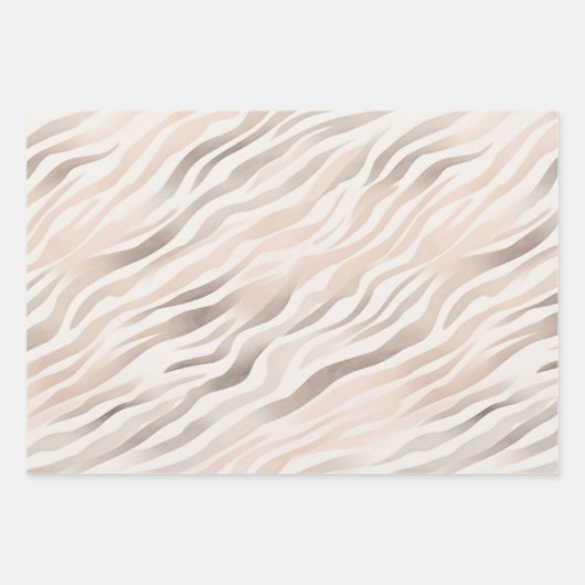 Pink Cream Zebra Animal Gold Sparkle Birthday Geschenkpapier Set (Vorderseite 3)