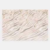 Pink Cream Zebra Animal Gold Sparkle Birthday Geschenkpapier Set (Vorderseite)