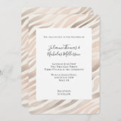 Pink Cream Zebra Animal Print Wedding Einladung (Vorne/Hinten)