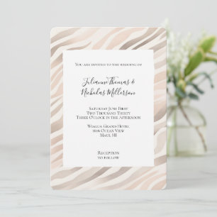Pink Cream Zebra Animal Print Wedding Einladung