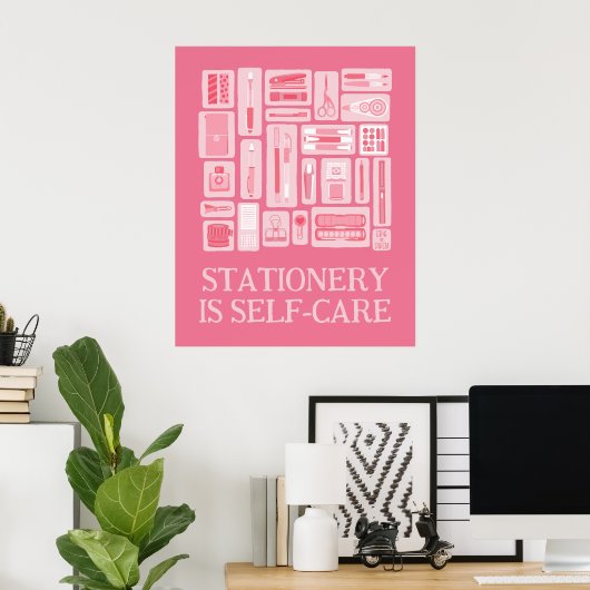 Pink Creative Tools Illustration Self Care Poster (Heimbüro)