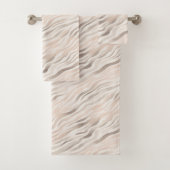 Pink Creme Beige Zebra Tierdruck Badhandtuch Set (Insitu)
