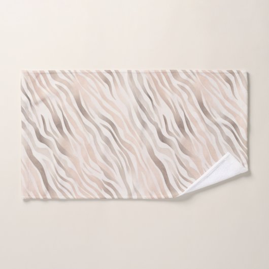 Pink Creme Beige Zebra Tierdruck Badhandtuch Set (Handtuch)