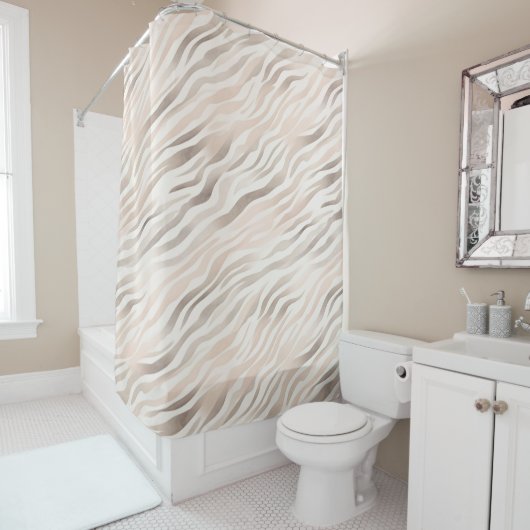 Pink Creme Beige Zebra Tierdruck Duschvorhang (Beispiel)