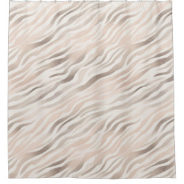 Pink Creme Beige Zebra Tierdruck Duschvorhang
