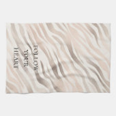 Pink Creme Beige Zebra Tierdruck Geschirrtuch (Horizontal)