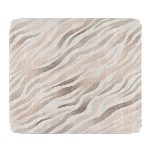 Pink Creme Beige Zebra Tierdruck Schneidebrett (Vorderseite)
