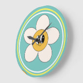 Pink Creme Illustration Retro Blume Wanduhr. Große Wanduhr (Winkel)