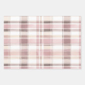 Pink Creme Kariert Stripes Schneeflocken Weihnacht Geschenkpapier Set (Vorderseite)