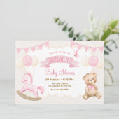 Pink Creme Pastell Babydusche Einladung (Stehend Vorderseite)