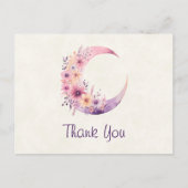 Pink Crescent Moon mit Hübschen Blume Danke Postkarte (Vorderseite)