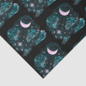 Pink Crescent Moon Stars Celestial Black Halloween Seidenpapier (Detail)