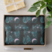 Pink Crescent Moon Stars Celestial Black Halloween Seidenpapier (Geschenk)