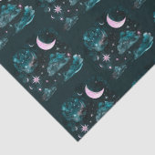 Pink Crescent Moon Stars Celestial Blue Halloween Seidenpapier (Detail)
