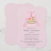 Pink Crib Baby Girls Kinderdusche Einladung (Vorne/Hinten)