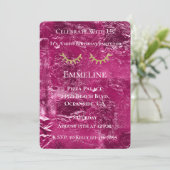 Pink Crinkle Glitzy Gold Glitzer Eyelashes Einladung (Stehend Vorderseite)