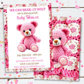 Pink Crocheted Teddy Bear Girl's Baby Shower Einladung
