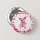 Pink Crocheted Teddy Bear | Mimi to Be Button (Vorne & Hinten)