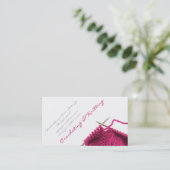 Pink Crocheting & Knitting Business Card Visitenkarte (Stehend Vorderseite)