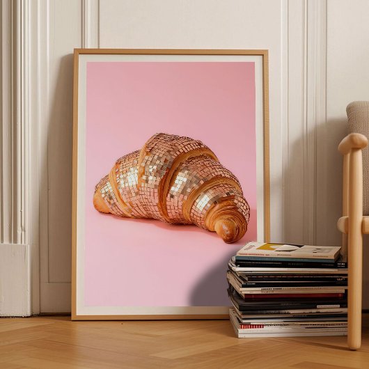Pink Croissant Print Eclectic Print Maximalist  Poster