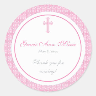 Pink Cross Address Label/Bevorzugungs-Aufkleber Runder Aufkleber