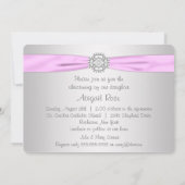 Pink Cross Baby Christening Einladung (Rückseite)