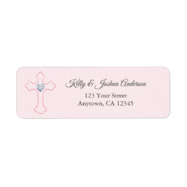 Pink Cross Baby Girl Baptisse / Christening Addres