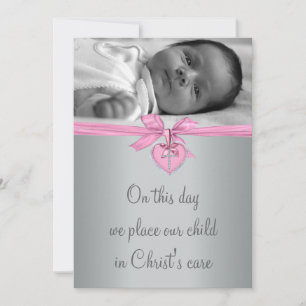 Pink Cross Baby Girl Foto Christine Einladung