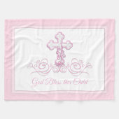 Pink Cross Baby Girl Taufe Blanket Fleecedecke
