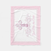 Pink Cross Baby Girl Taufe Blanket Fleecedecke (Vorderseite)