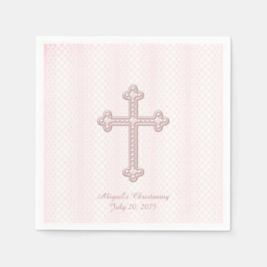 Pink Cross Christening Serviette (Vorderseite)